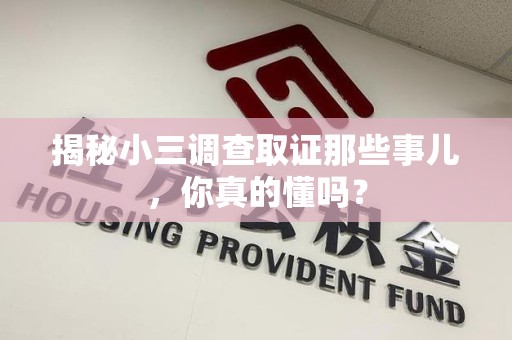 海沧揭秘小三调查取证那些事儿，你真的懂吗？